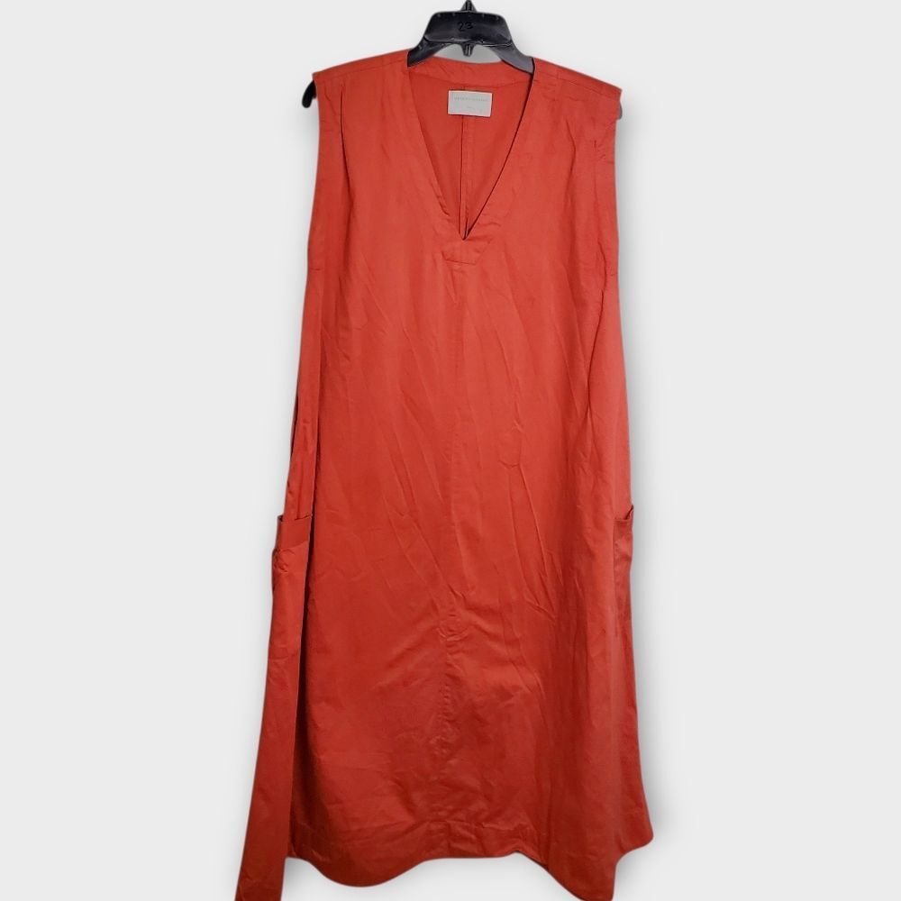Modern Citizen Rust Sleeveless V-Neck Cotton Midi Dress Small